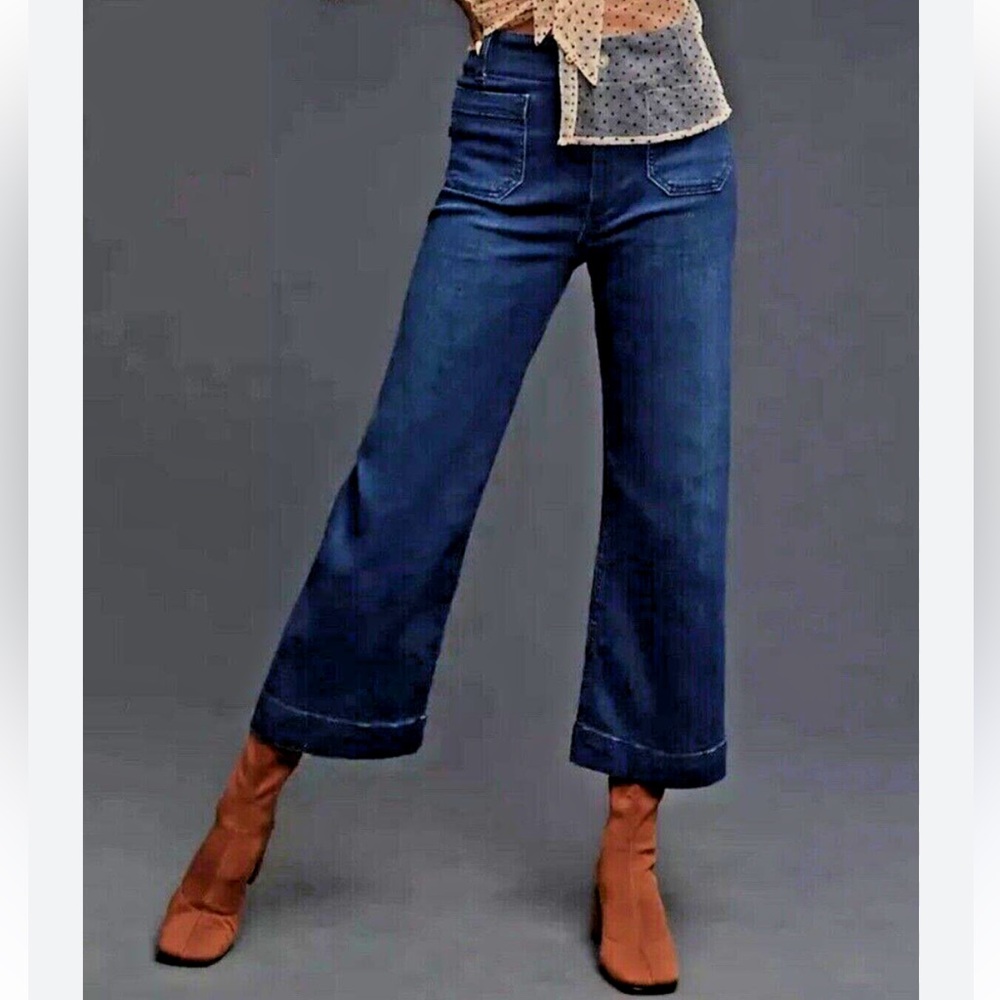 Anthro Pilcro Skipper Crop Wide-Leg Jeans